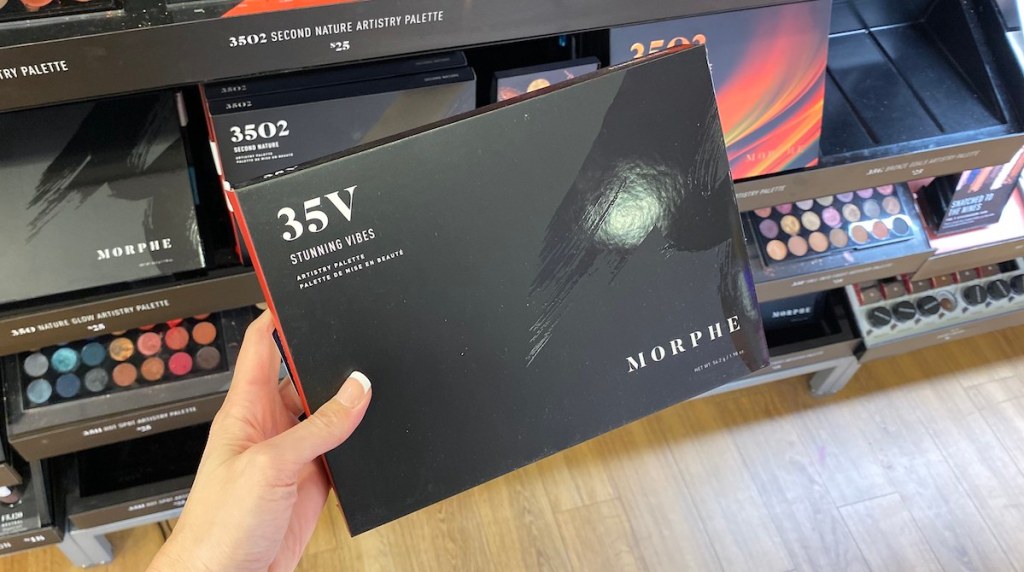 hand holding Morphe Stunning Vibes palette