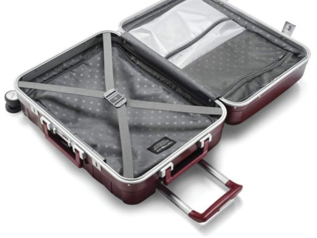Samsonite Framelock Zipperless Hardside Spinnerless Luggage open in Cordovan