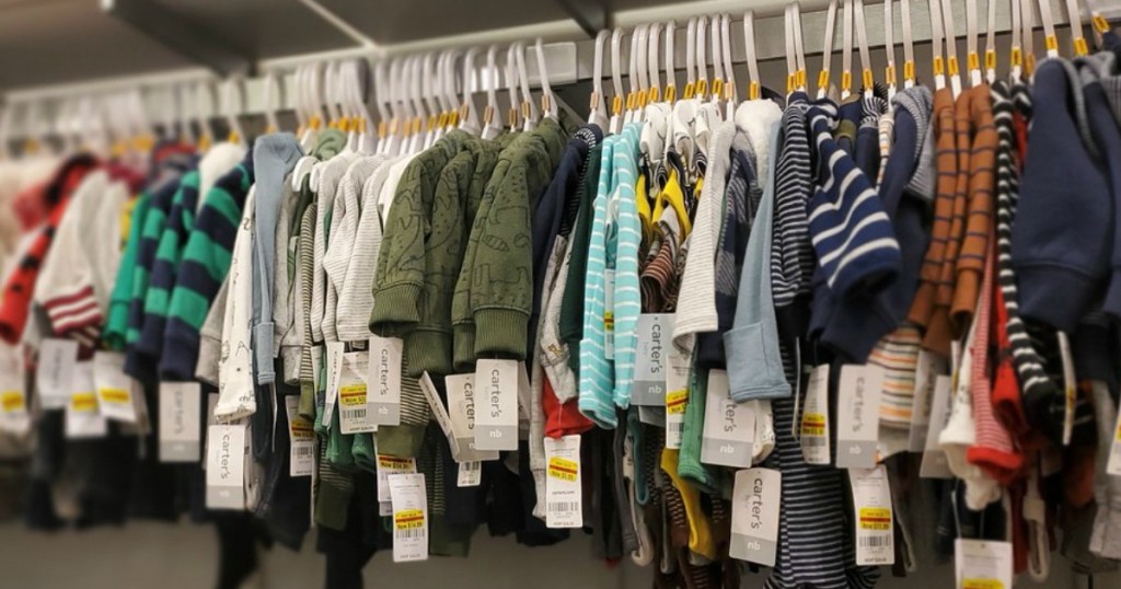 rack full of Carter's Clearance Kids Clothes