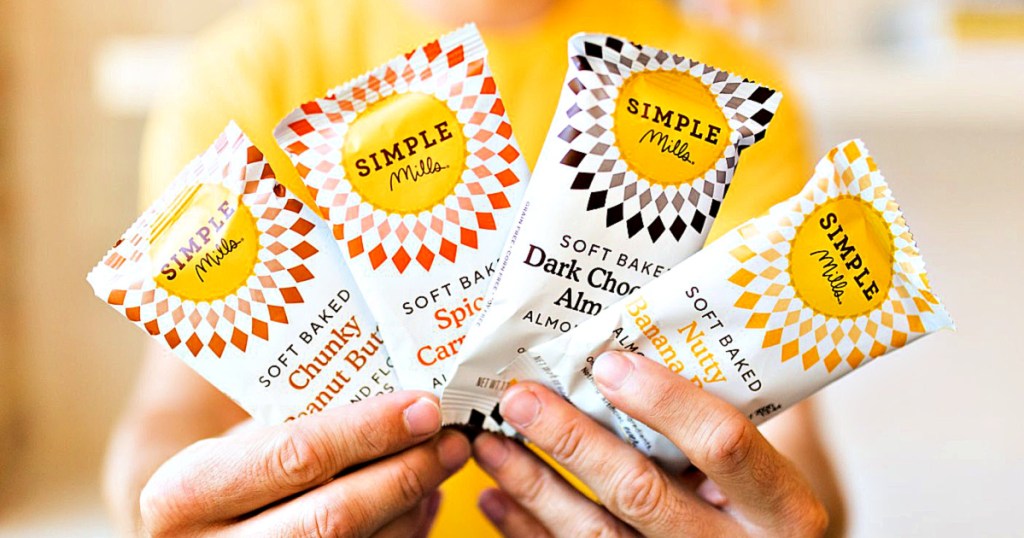 Simple Mills Soft Baked Bread Bars in woman's hands