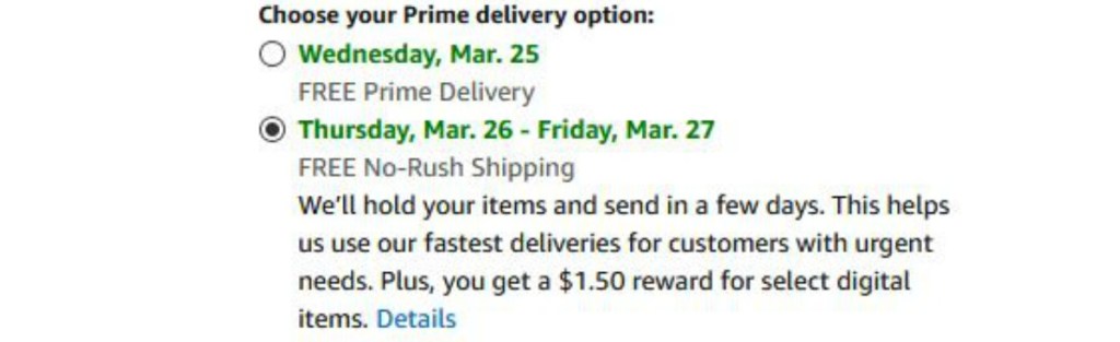 written statement from Amazon on delivery choices