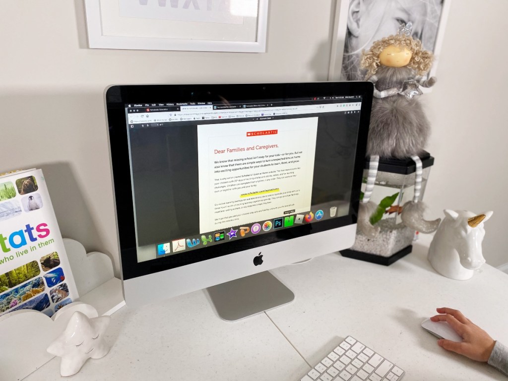 Scholastic letter to parents on computer screen