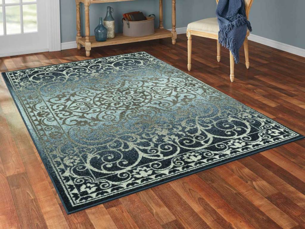 india medallion area rug in living room