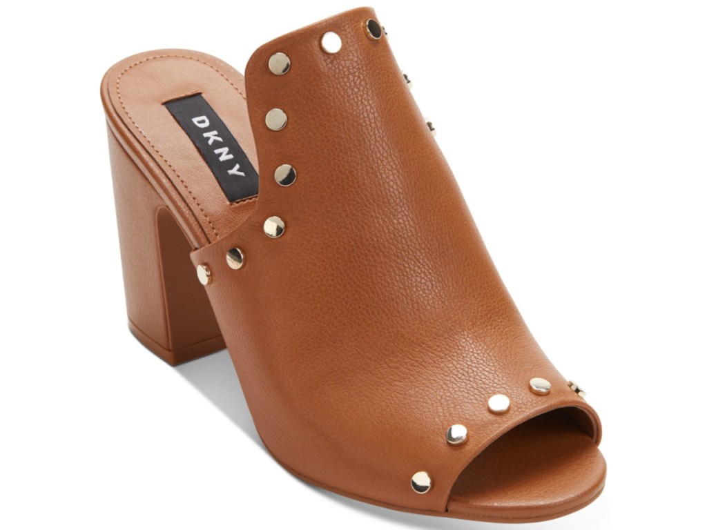 brown DKNY open-toed sandals with heel