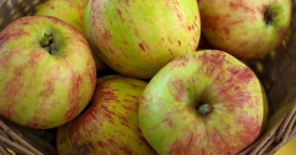 green and red apples in basket