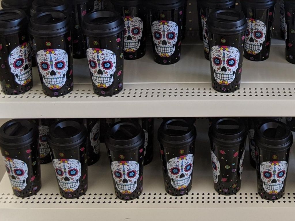 shelves of double wall tumblers