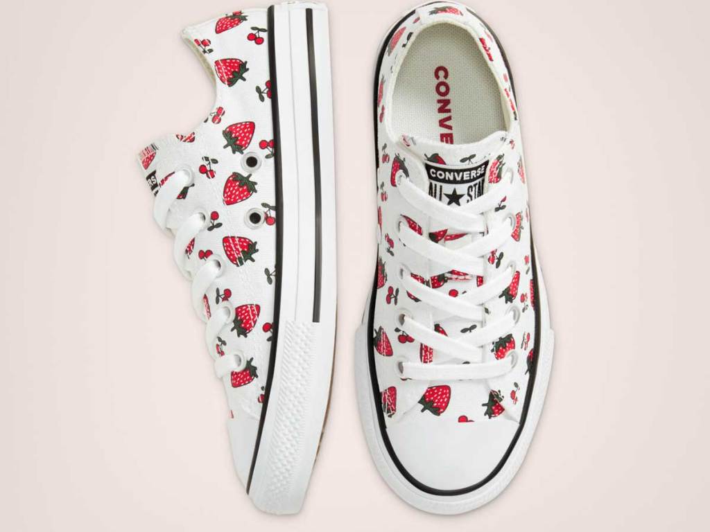 shoes with strawberry print