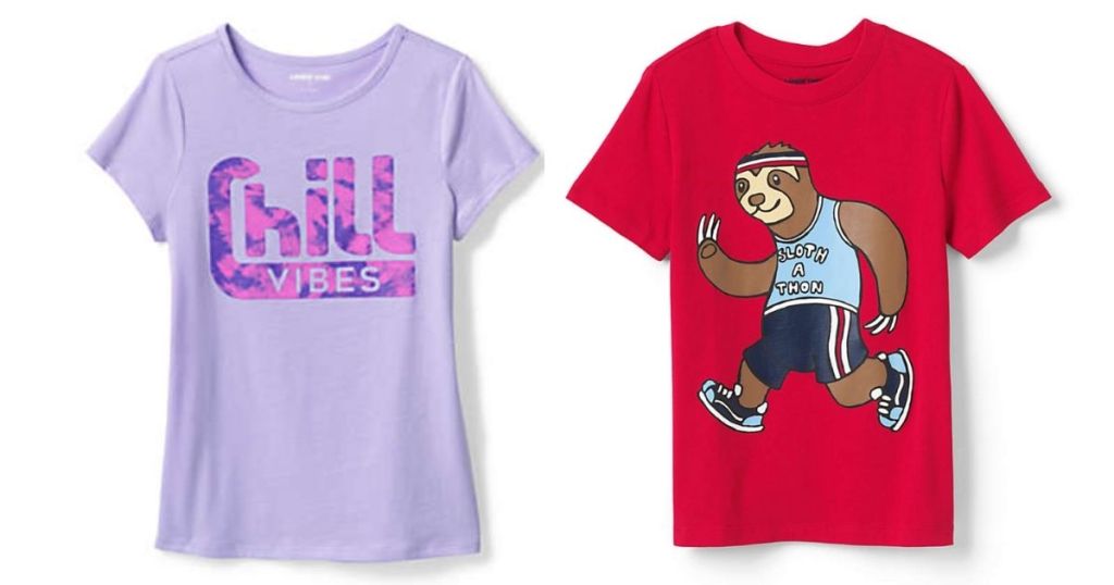 Lavender and Red Lands End Kids Graphic Tees