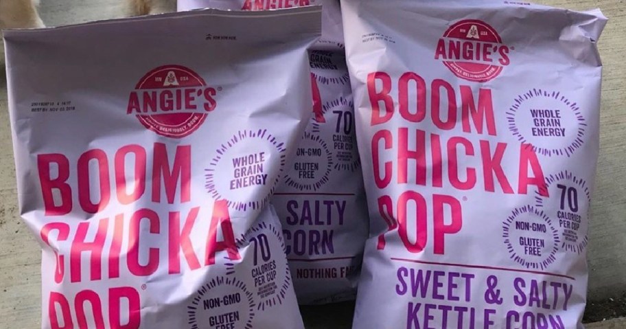 Several bags of Angie's BOOMCHICKAPOP