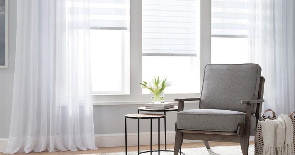room with chair and JCP Window Treatments