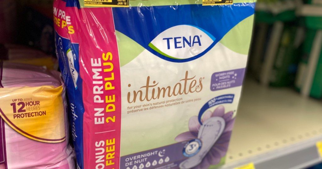 feminine products on shelf 