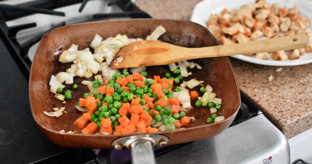 cooking veggies for fried rice