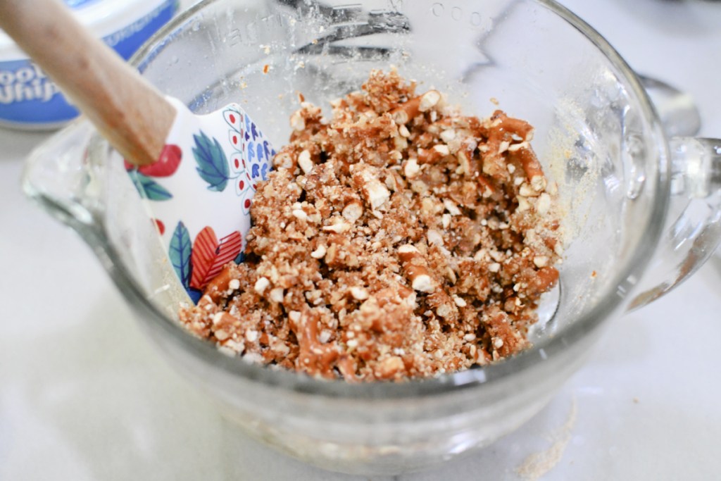pretzel crust ingredients in a bowl