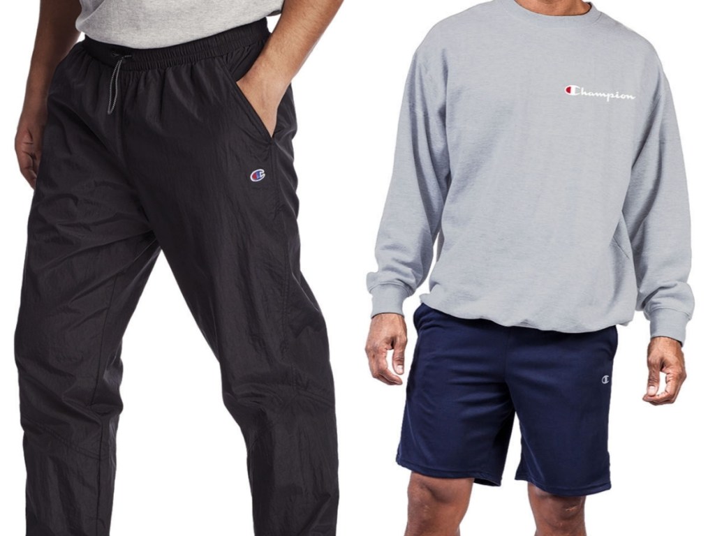 champion men's black workout pants and big and tall sweatshirt