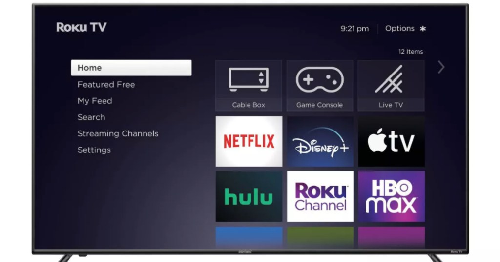 black television with apps on screen