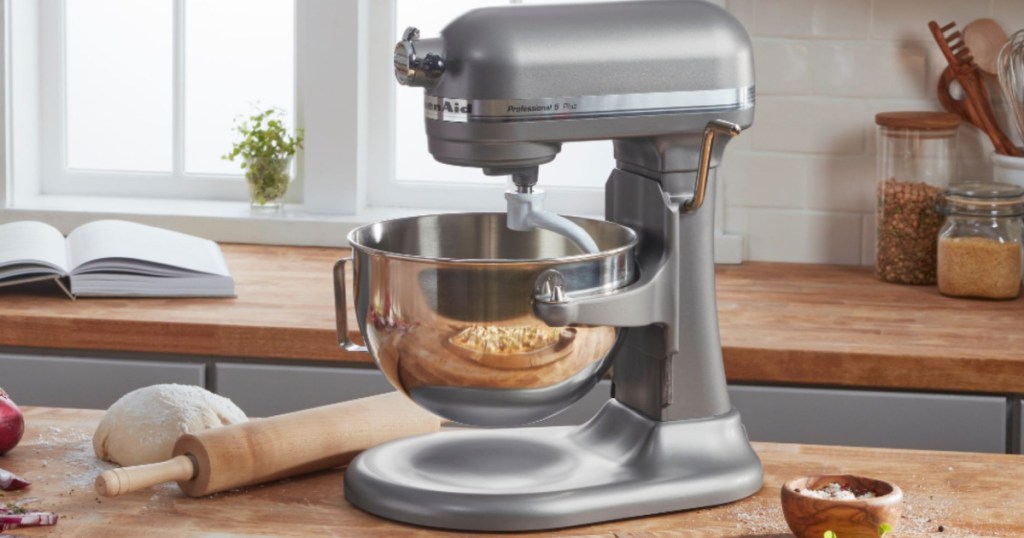 gray kitchenaid mixer