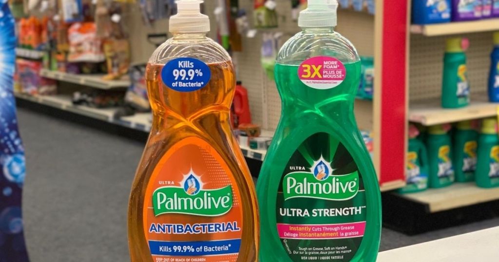 two bottle of dish soap on counter 