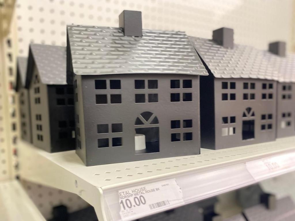 wondershop metal house decorative figurine in black on store shelf