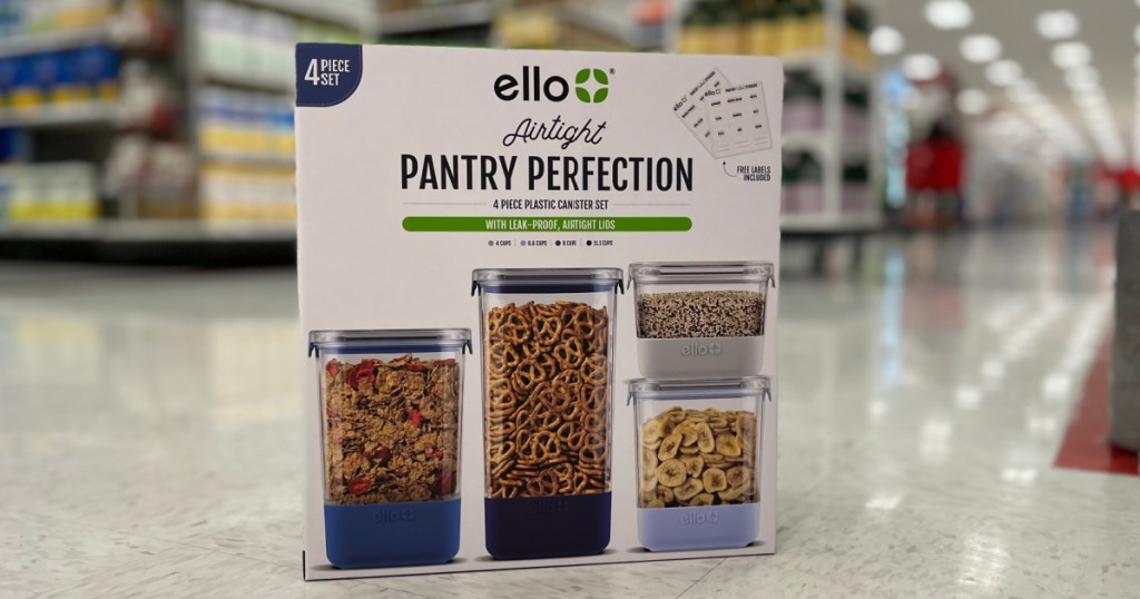 white box with pantry organization containers on front 