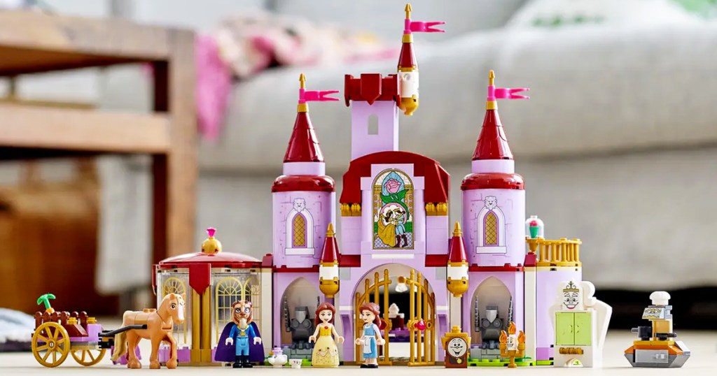 LEGO Disney Belle and the Beast&rsquo;s Castle set on floor