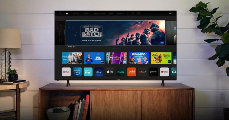 large tv on tv stand
