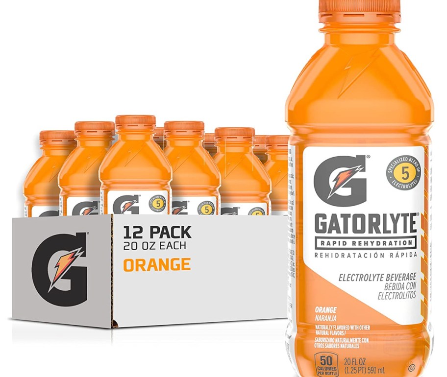 Gatorlyte Rapid Rehydration Electrolyte Beverage, Orange, 20oz Bottles