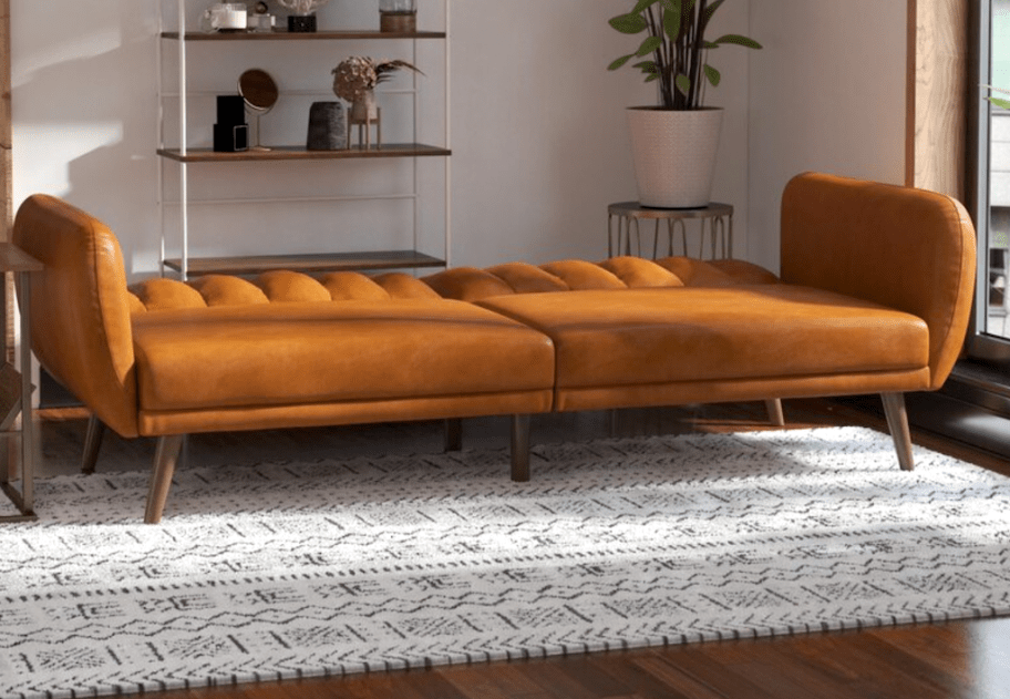 faux leather sleeper sofa 