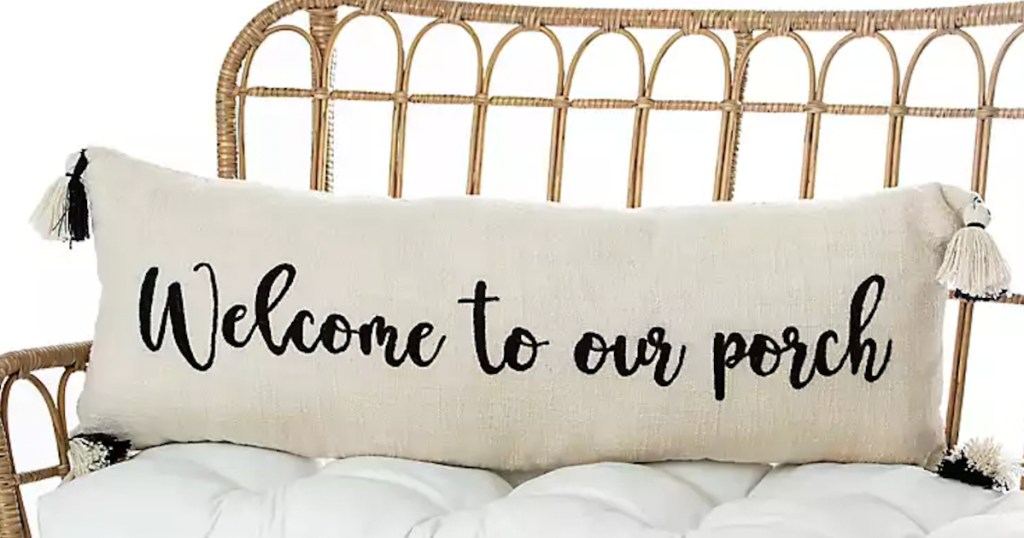 Welcome to our porch throw pillow