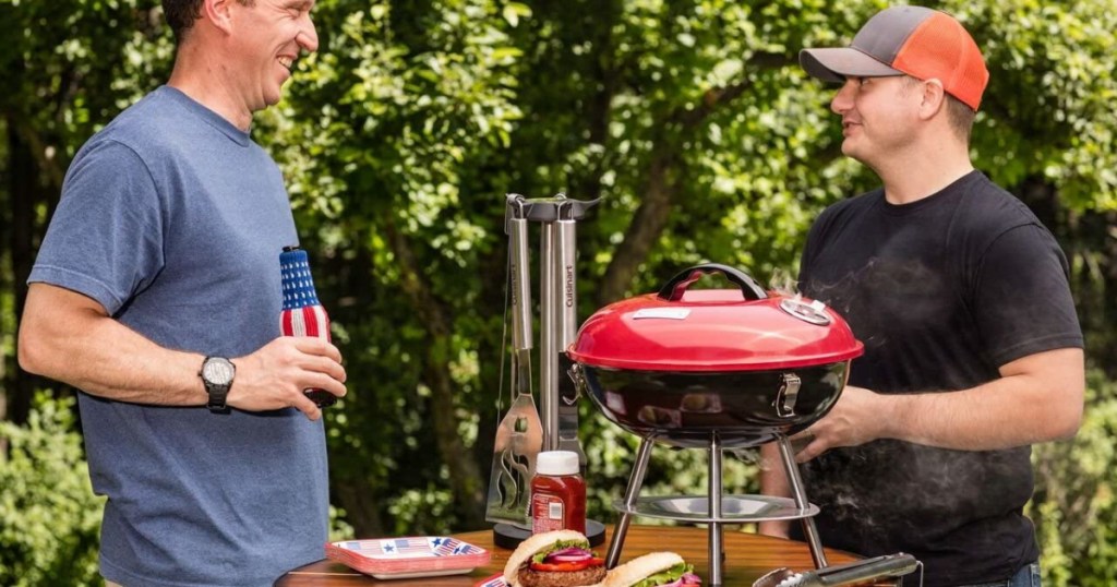 Men around Charcoal grill