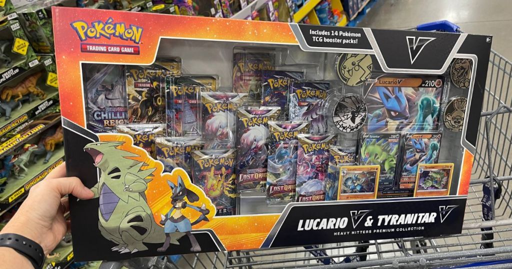 Pok&eacute;mon Heavy Hitters Premium Collection sitting on Sam's Club shopping cart