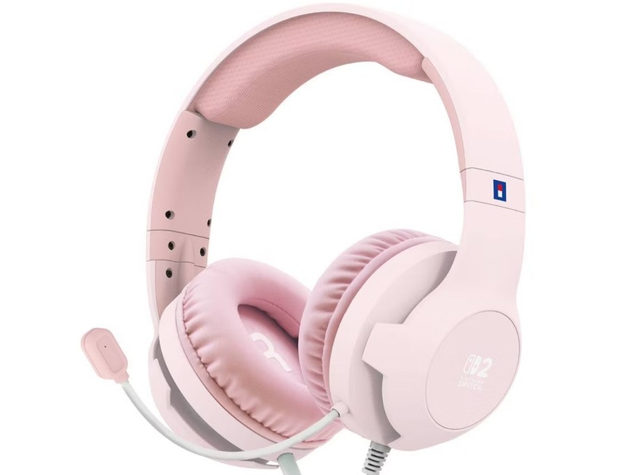 a pair of pink Nintendo Switch gaming headphones