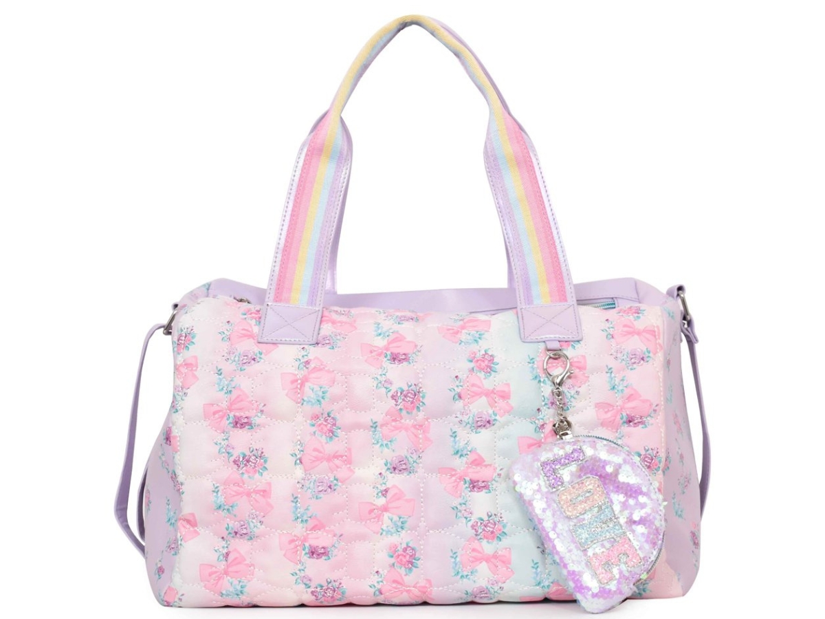 OMG Accessories Lavender & Blue Ombr&eacute; Bow Floral Quilted Duffel Bag