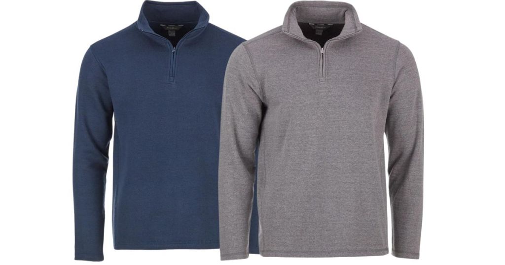 blue and gray Eddie Bauer Men's &frac14; Zip Pullover