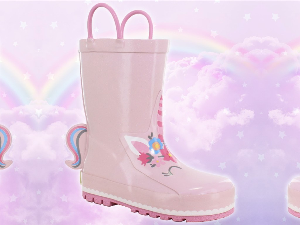 Western Chief Pink Rain Boots featuring unicorns
