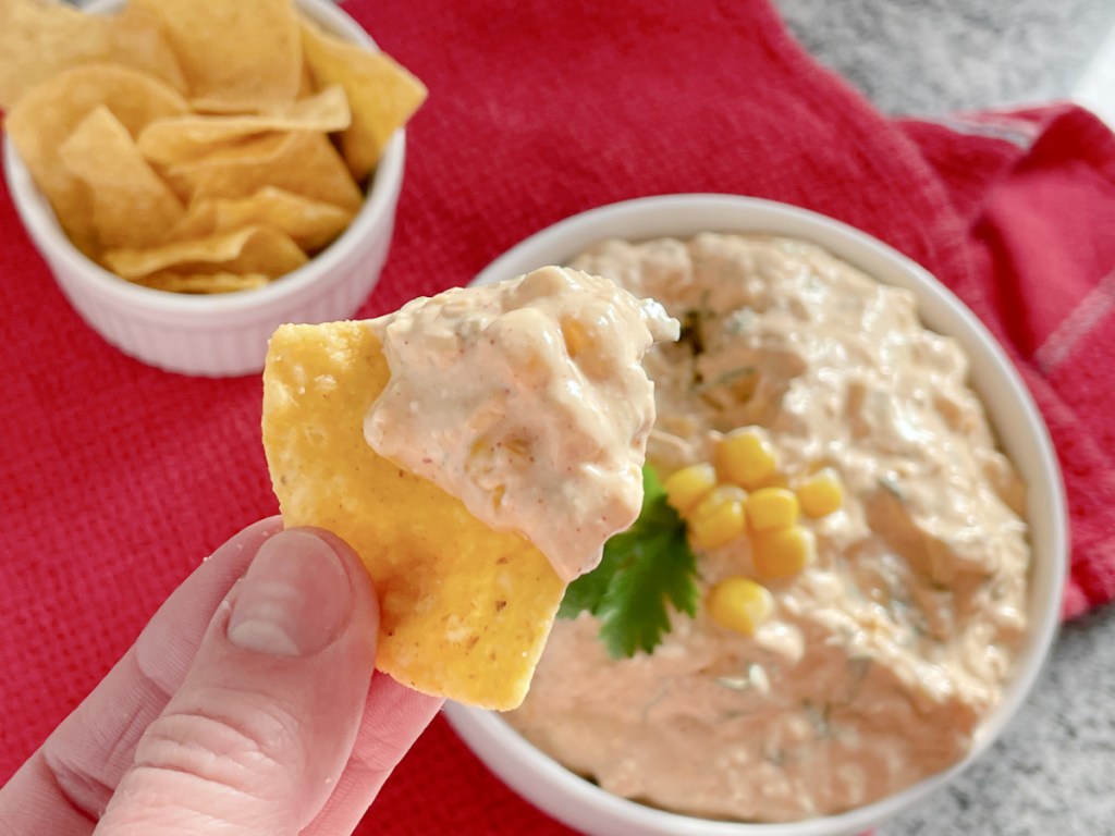 corn dip on a chip
