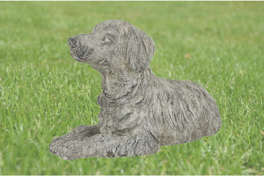 dog statue on grass