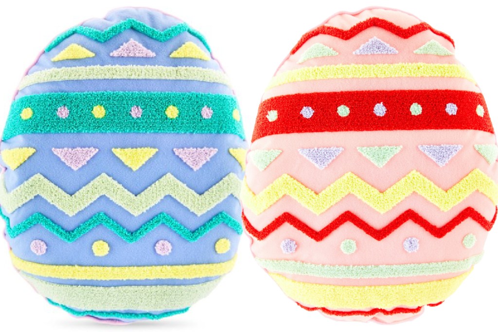 Easter Egg Shaped Soft Pillow in blue and red