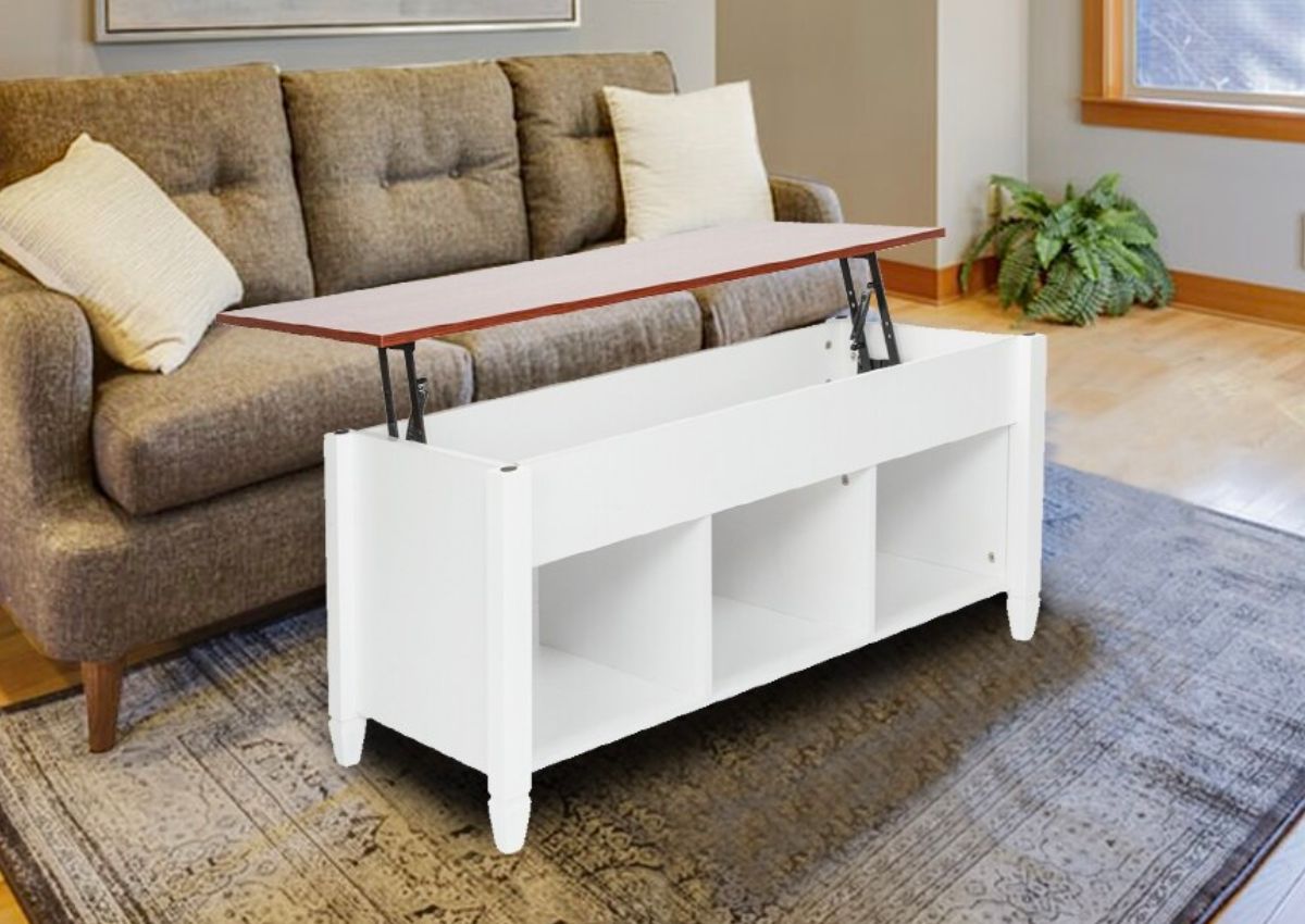 Outopee&nbsp;Wood Industrial Coffee Table w Storage
