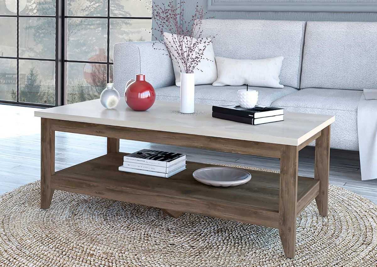 RST Brands&nbsp;Paulson White MDF Rustic Coffee Table w Storage