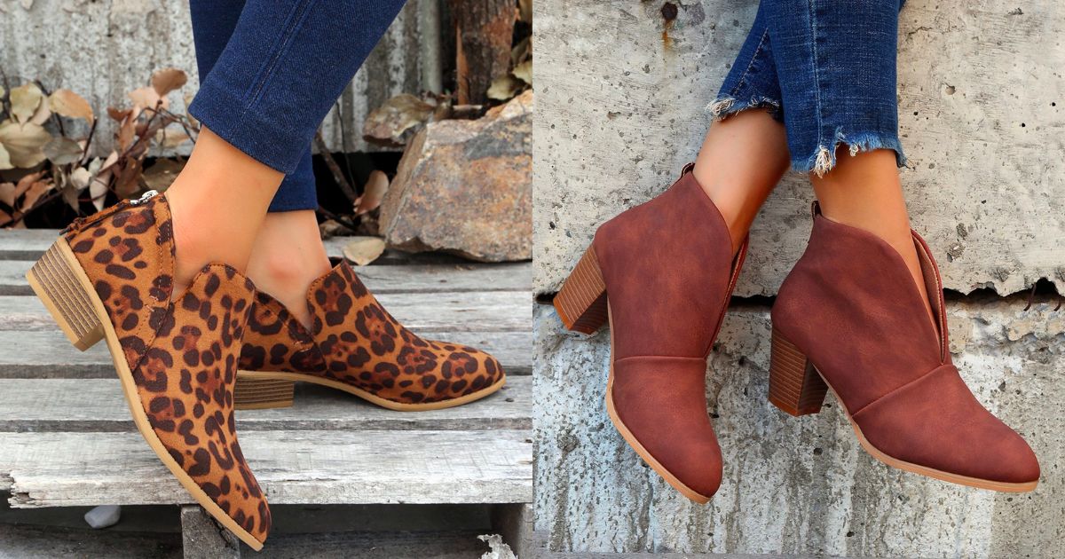 YASIRUN&nbsp;Womens Brown Orange Leopard Ankle Boots