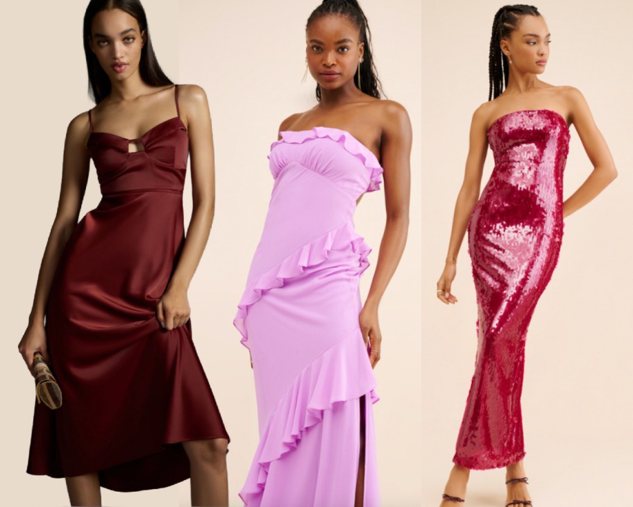 maroon pink and red sparkle prom dresses