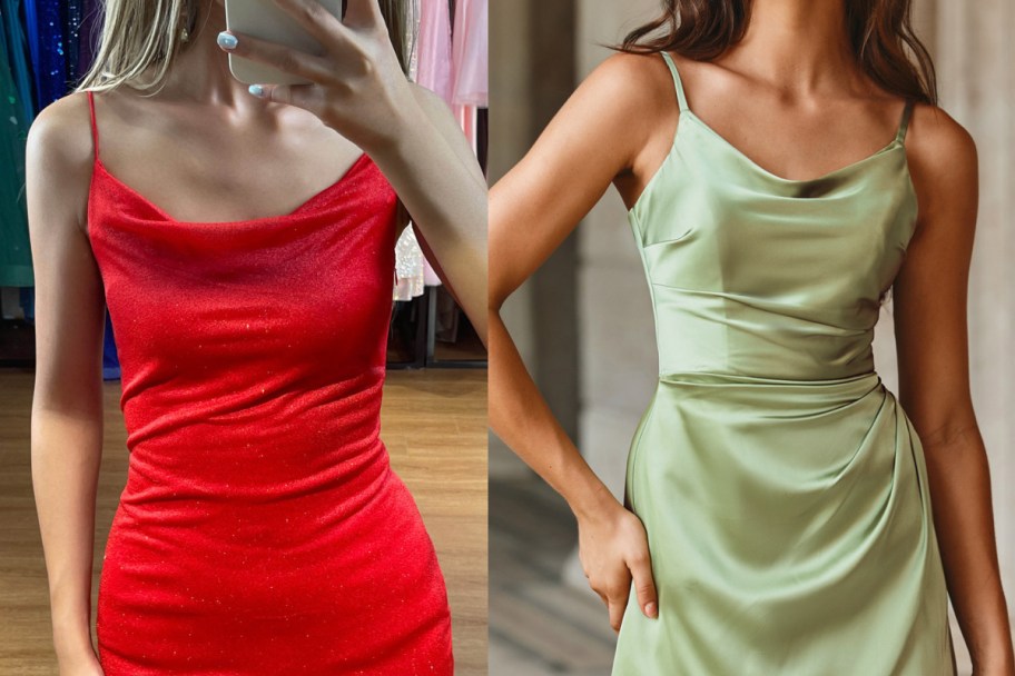 red and green prom dresses