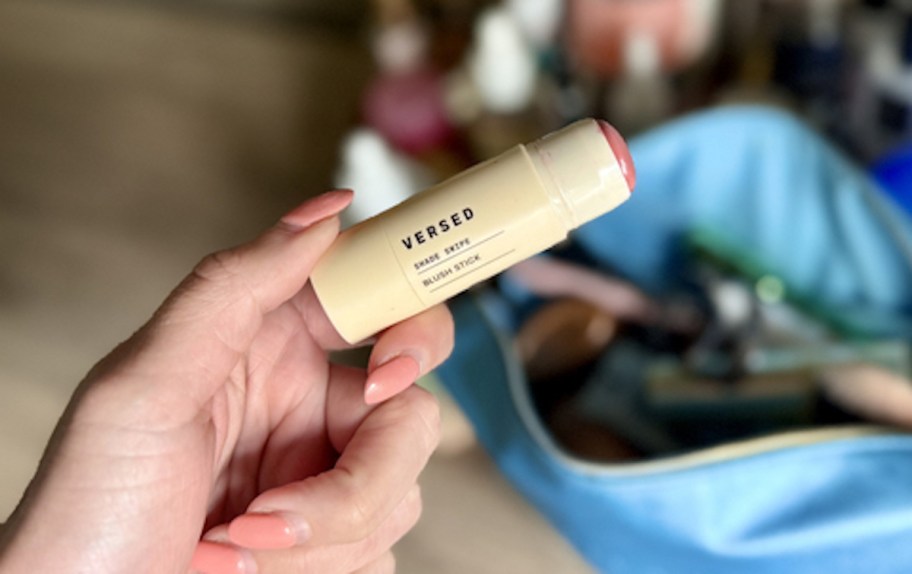 hand holding versed blush stick