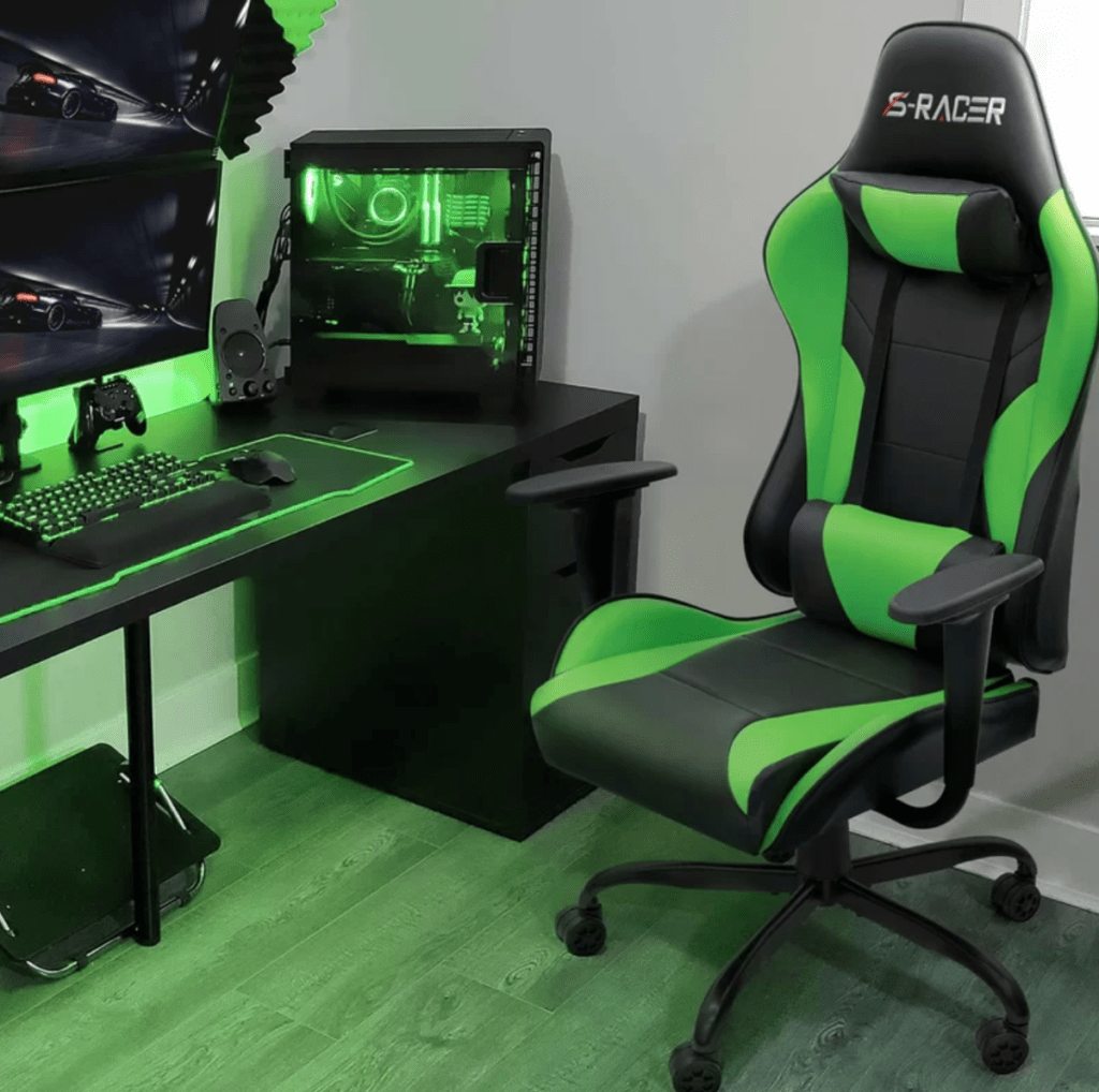 An affordable gaming chair in a home office