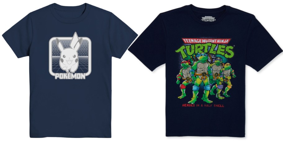 pikachu and TMNT boys tees