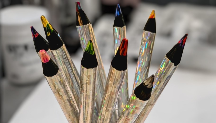 silver pencils with rainbow tips