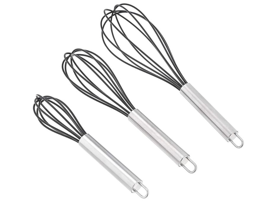 Amazon Basics Stainless Steel & Silicone Whisk 3-Piece Set