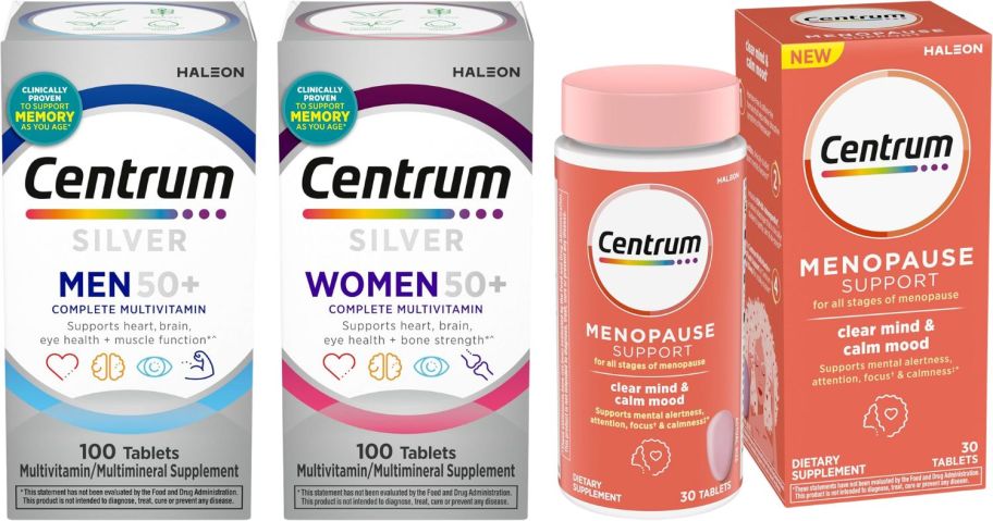 three centrum vitamins packages