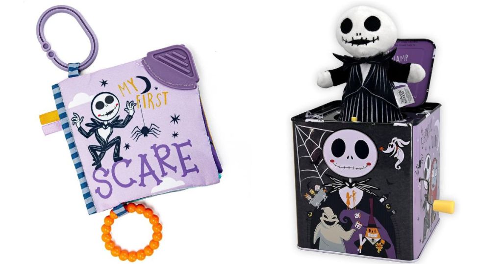 The Nightmare Before Christmas My First Scare Jack Skellington Soft Book Baby Teething Crinkle Book&nbsp;and Jack Skellington Classic Jack in The Box Musical Toy