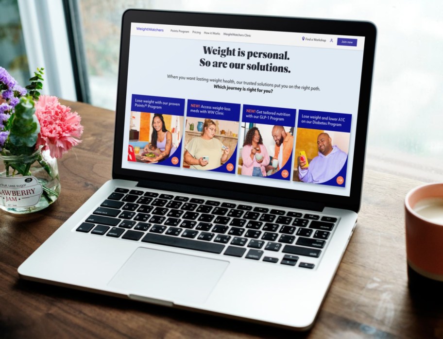 The Weight Watchers website shown on a laptop